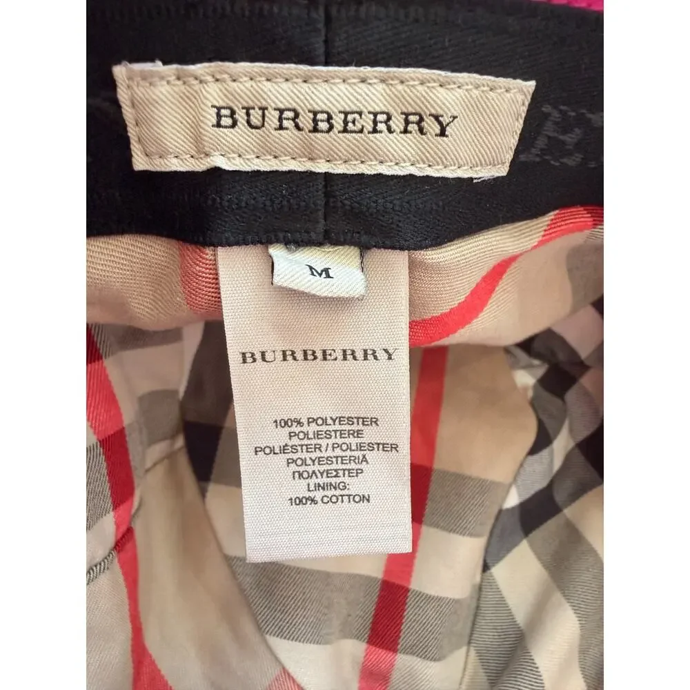 Burberry Womens Pink Bucket Hat Nova Check Lined Classic Rain Cap Size Medium